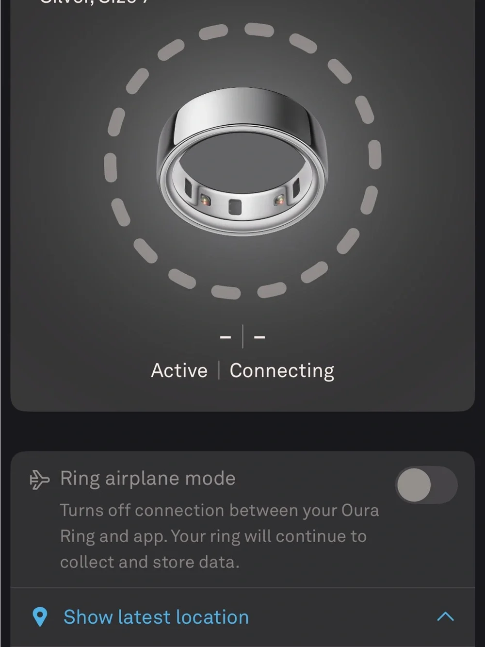 Oura Ring — Silver size 6, gen 3